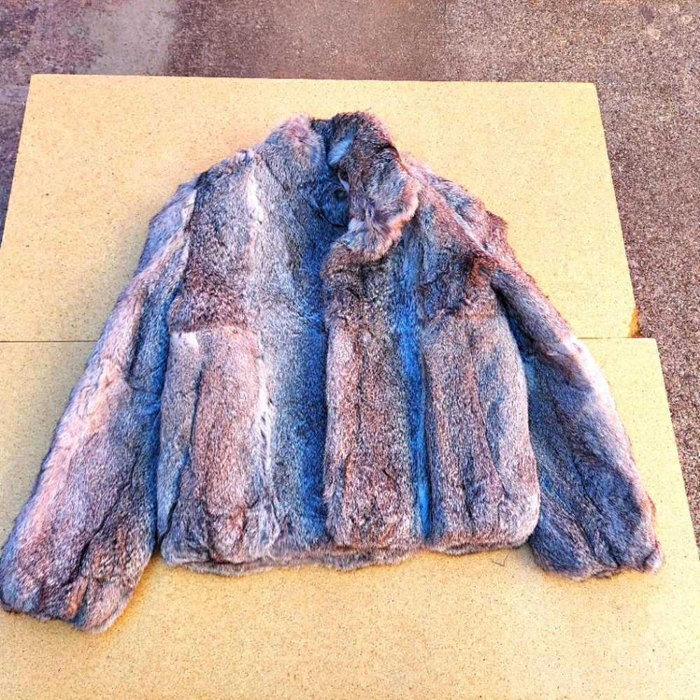 Spilt rabbit fur coat